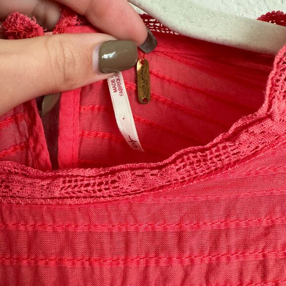 Free People Nobody Like You Embroidered Coral Mini Dress - Picture 9 of 13